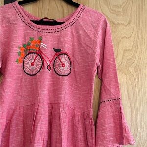 Pink Embroidered Bicycle long Dress
